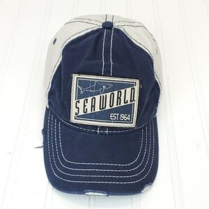 Sea World Cap Unisex Distressed Blue Hat